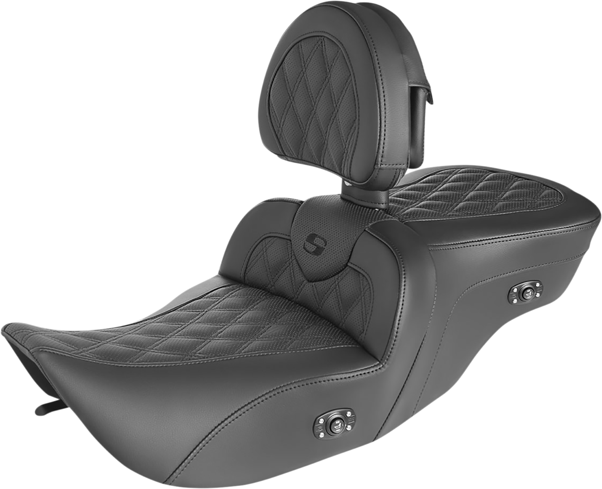 Saddlemen Heated Roadsofa Seat W/ Backrest for 1997- 07 Harley Touring FLHR FLHX