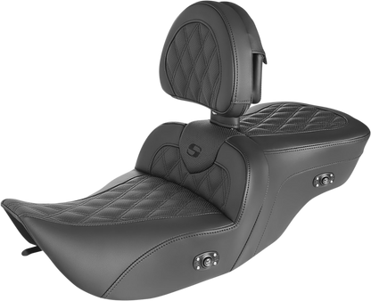 Saddlemen Heated Roadsofa Seat W/ Backrest for 1997- 07 Harley Touring FLHR FLHX