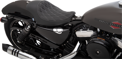 Drag Specialties Silver Diamond Stitch 3/4 Solo Seat 2004-2022 Harley Sportster