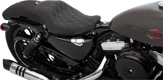 Drag Specialties Silver Diamond Stitch 3/4 Solo Seat 2004-2022 Harley Sportster