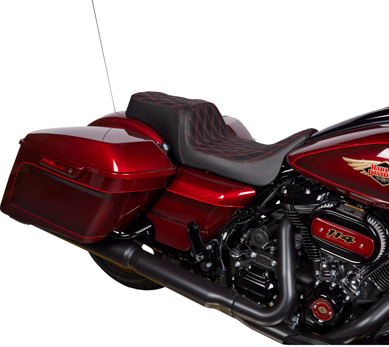 Drag Specialties Predator Red Diamond Seat fits 2008-2024 Harley Touring FLHX