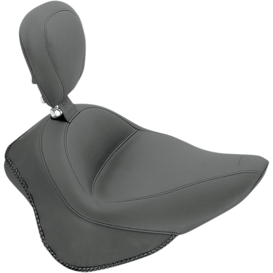 Mustang Wide Solo Seat & Backrest fits 2011-2017 Harley Softail Slim Blackline