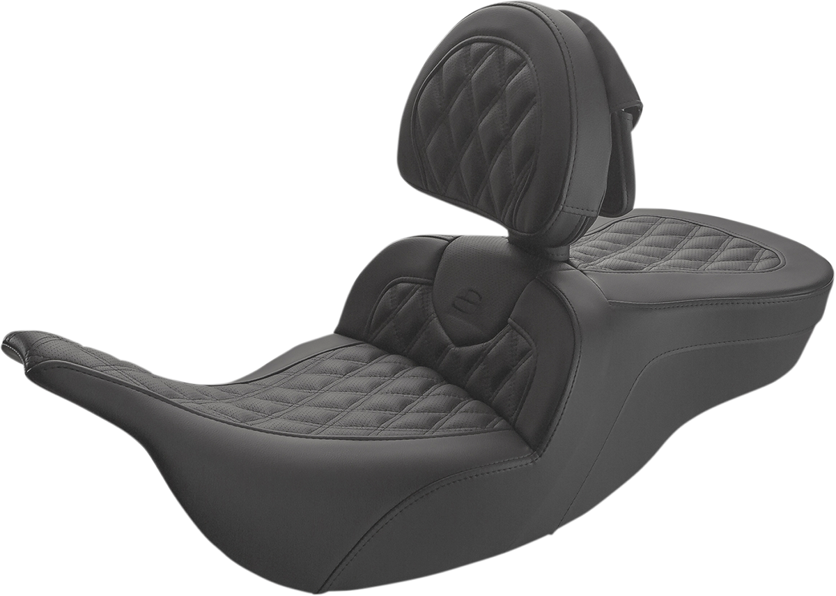 Saddlemen Roadsofa Lattice Stitched Seat w/ Backrest for 1997-07 Harley Touring