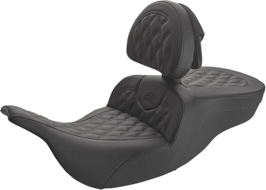 Saddlemen Roadsofa Lattice Stitched Seat w/ Backrest for 1997-07 Harley Touring