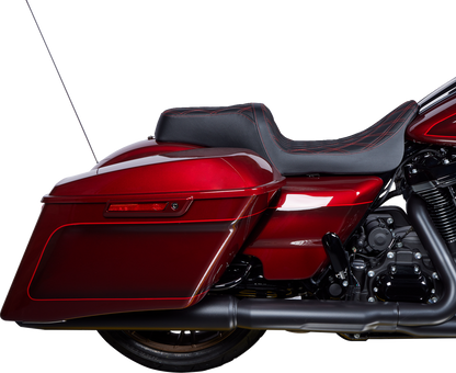 Drag Specialties Predator Red Diamond Seat fits 2008-2024 Harley Touring FLHX