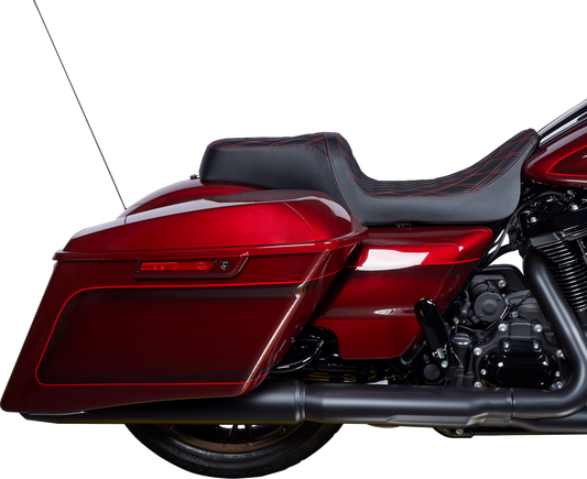 Drag Specialties Predator Red Diamond Seat fits 2008-2024 Harley Touring FLHX