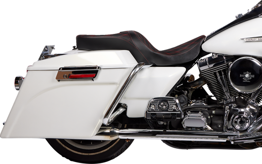 Drag Specialties Freedom Double Diamond Red Stitch Seat 1997-07 Harley Touring