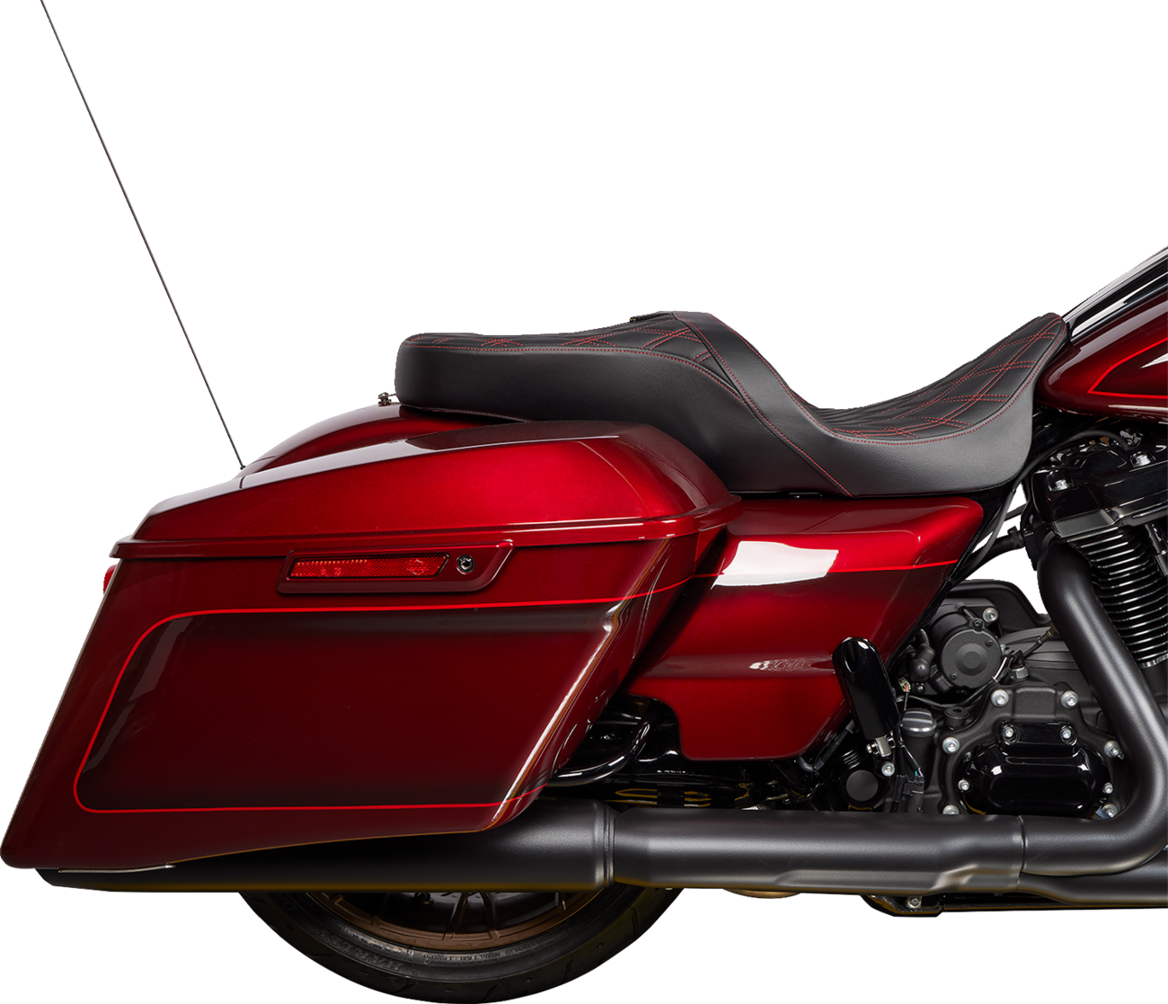 Drag Specialties Freedom Red Diamond Seat fits 2009-2024 Harley Touring  FLHX