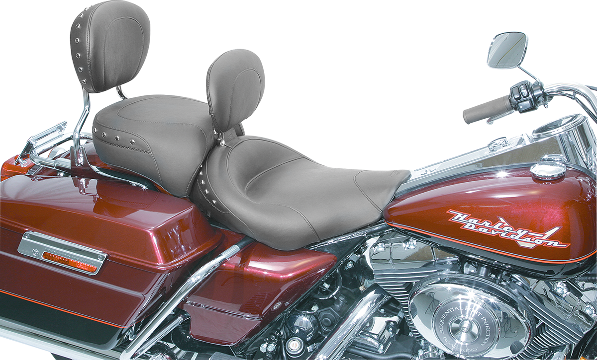 Mustang Wide Studded Motorcycle Solo Seat & Backrest 97-07 Harley Touring FLHX