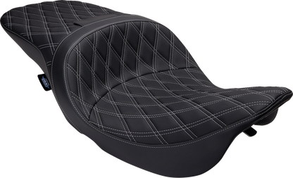 Drag Specialties Freedom Diamond Silver Stitch Seat 1997-07 Harley Touring