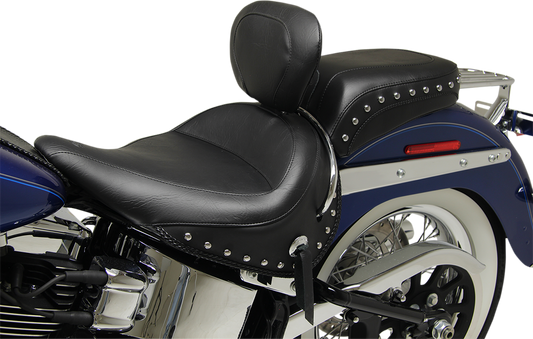 Mustang Wide Solo Motorcycle Seat & Backrest 2005-2017 Harley Softail Deluxe