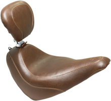Mustang Tripper Brown Solo Seat & Backrest for 2018-21 Harley Softail Slim FLSL