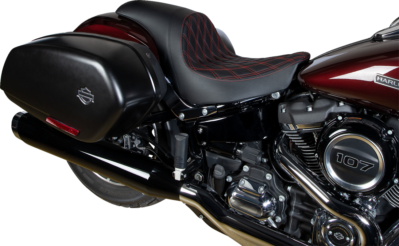 Drag Specialties Predator Red Diamond Seat 2018-2025 Harley Softail Low Rider