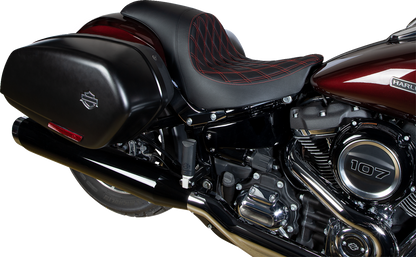 Drag Specialties Predator Red Diamond Seat 2018-2025 Harley Softail Low Rider