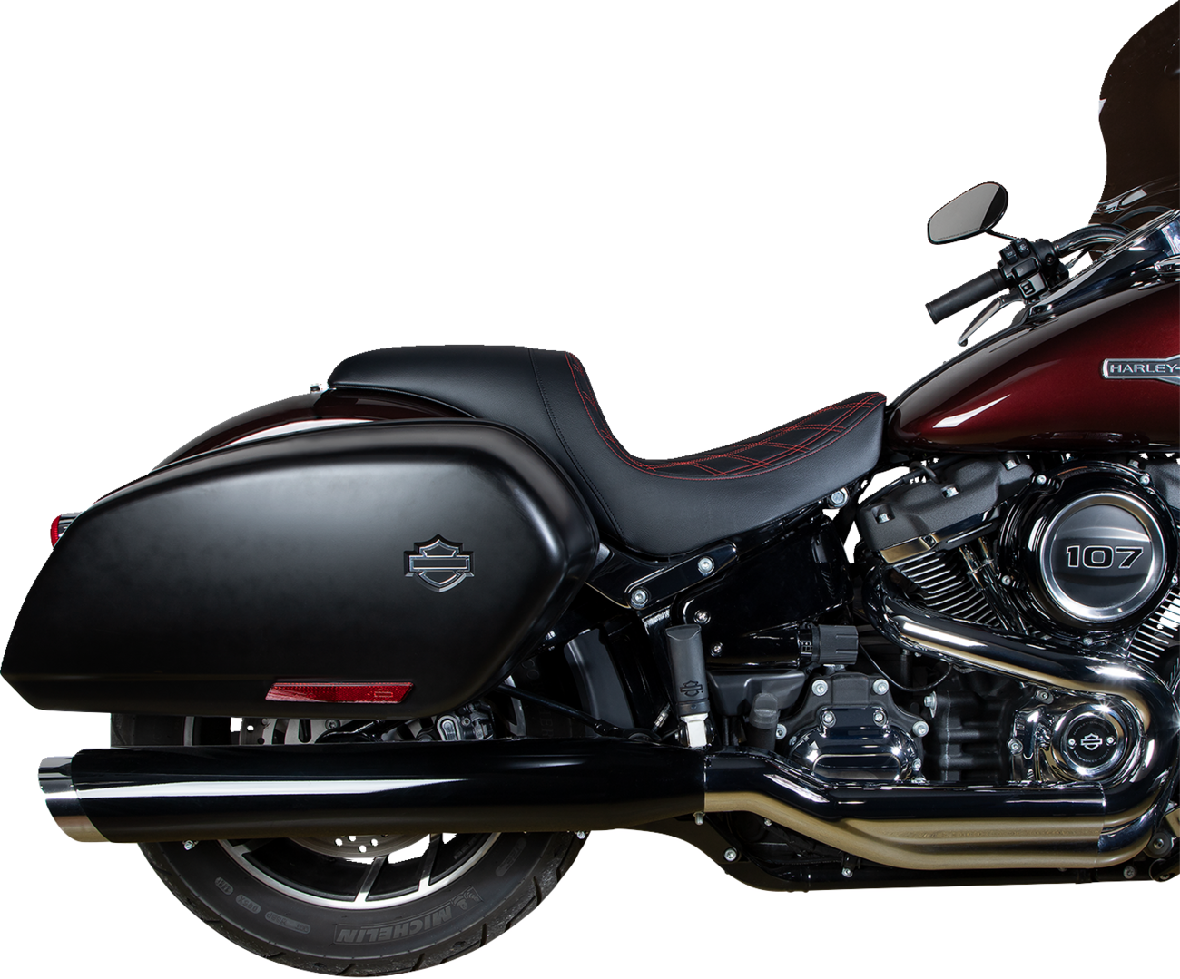 Drag Specialties Predator Red Diamond Seat 2018-2025 Harley Softail Low Rider