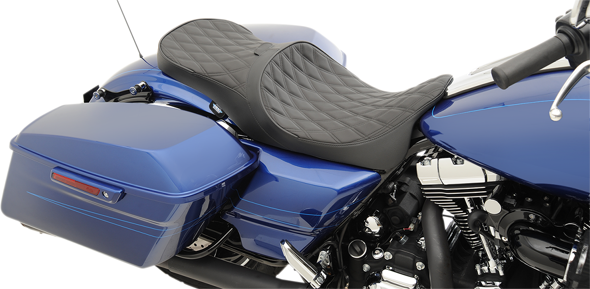 Drag Specialties Diamond Stitch Accepts Backrest Seat for 2008-24 Harley Touring
