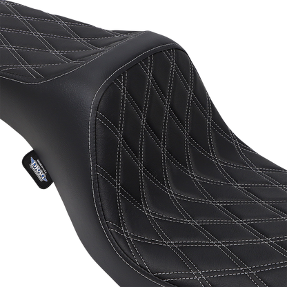 Drag Specialties Silver Diamond Stitch Predator Seat for 2006-2017 Harley Dyna