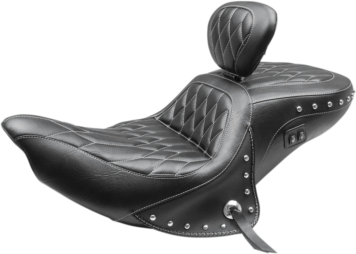 Mustang Black Concho Diamond Heated Seat 2014-2024 Indian Roadmaster Chieftain