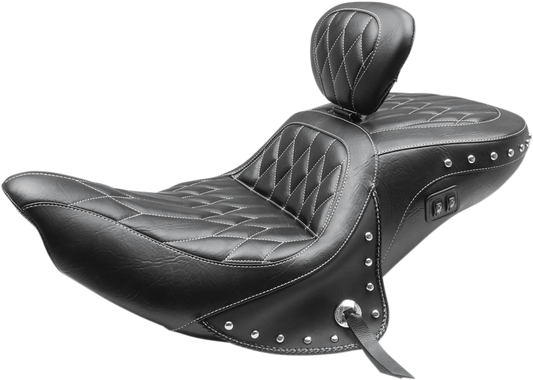 Mustang Black Concho Diamond Heated Seat 2014-2024 Indian Roadmaster Chieftain