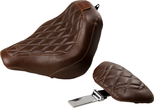 Mustang Tripper Brown Motorcycle Solo Seat & Backrest 18-21 Harley Softail FXBB