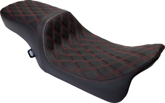 Drag Specialties Performance Predator II Red Stitch Seat 2008-24 Harley Touring