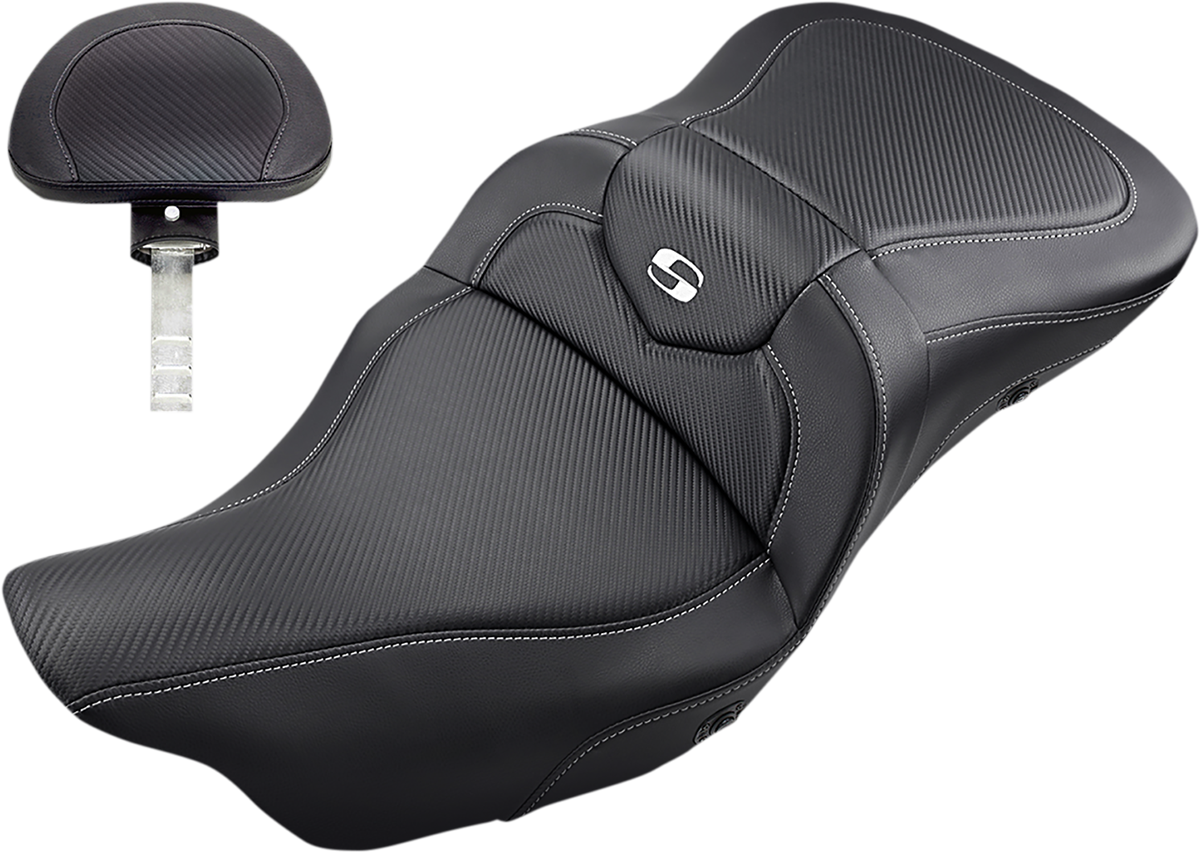 Saddlemen Roadsofa Carbon Fiber Heated Seat w/ Backrest 2008-2024 Harley Touring