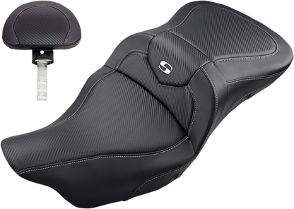Saddlemen Roadsofa Carbon Fiber Heated Seat w/ Backrest 2008-2024 Harley Touring