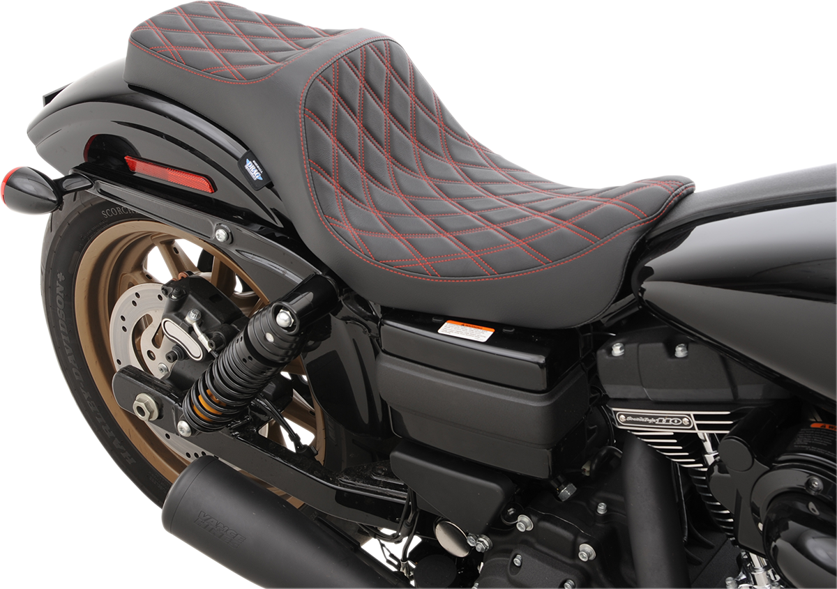 Drag Specialties Predator III Red Stitch Seat for 2006-17 Harley Dyna Models
