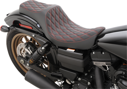 Drag Specialties Predator III Red Stitch Seat for 2006-17 Harley Dyna Models