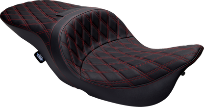 Drag Specialties Freedom Double Diamond Red Stitch Seat 1997-07 Harley Touring