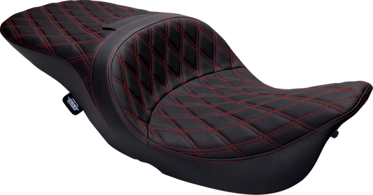 Drag Specialties Freedom Double Diamond Red Stitch Seat 1997-07 Harley Touring