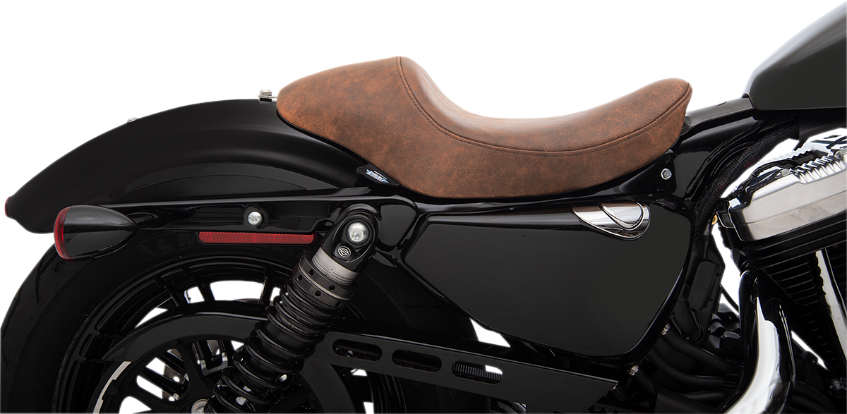 Drag Specialties Brown Leather 3/4 Solo Seat 2004-2022 Harley Sportster XLL XLC