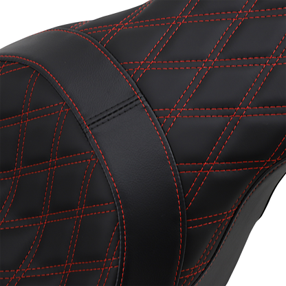 Drag Specialties Predator Red Diamond Stitch Seat 2008-2024 Harley Touring FLHXS