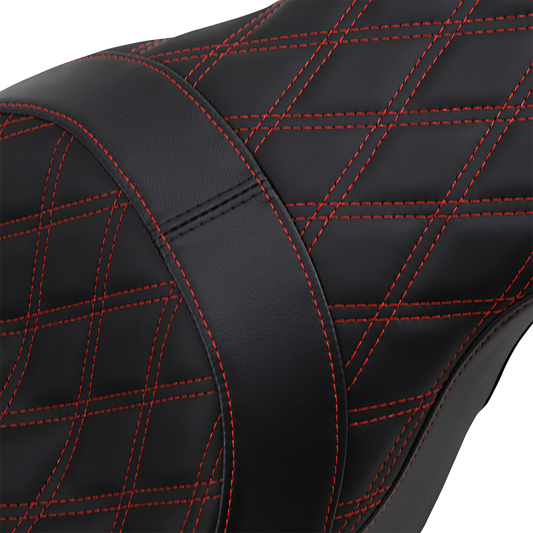 Drag Specialties Predator Red Diamond Stitch Seat 2008-2024 Harley Touring FLHXS