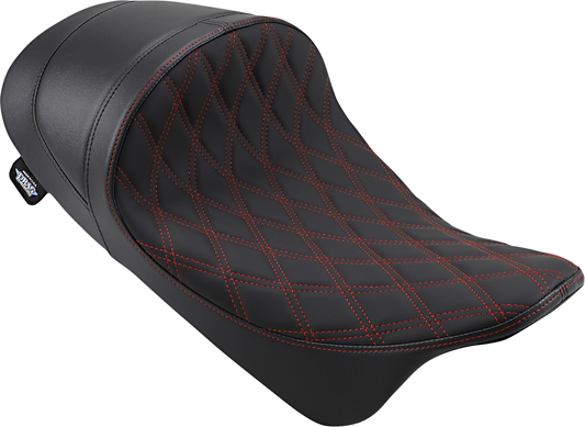 Drag Specialties Red Diamond Stitch Solo Seat fits 2008-2025 Harley Touring FLHX