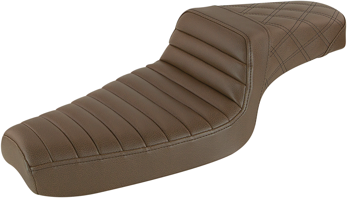 Saddlemen Brown Step Up Tuck-n-Roll & Lattice Seat for 1979-03 Harley Sportster