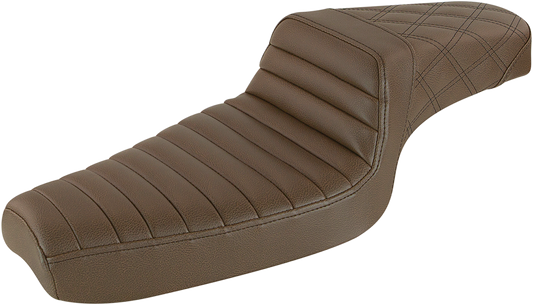 Saddlemen Brown Step Up Tuck-n-Roll & Lattice Seat for 1979-03 Harley Sportster