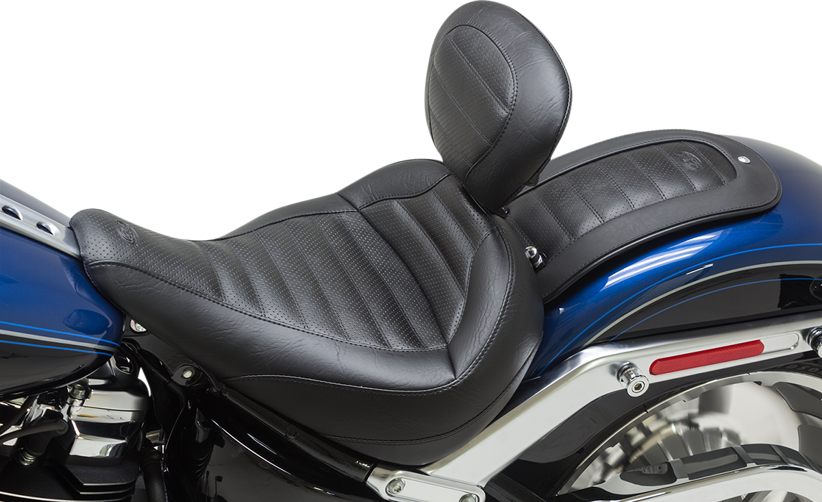 Mustang Tuck n Roll Solo Seat & Backrest 2018-2023 Harley Softail FLFB FLFBS