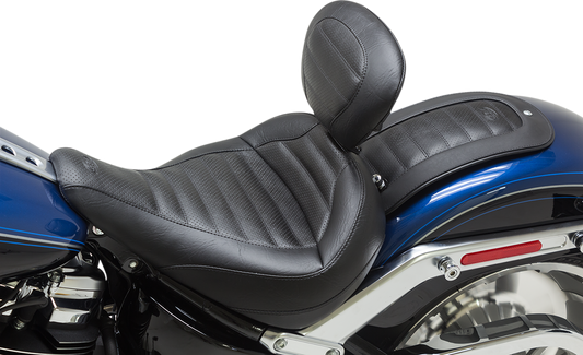 Mustang Tuck n Roll Solo Seat & Backrest 2018-2023 Harley Softail FLFB FLFBS