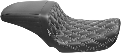 Le Pera Kickflip White Diamond Stitch Seat fits 2006-2017 Harley Dyna FXDL FXDB