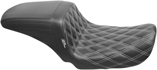 Le Pera Kickflip White Diamond Stitch Seat fits 2006-2017 Harley Dyna FXDL FXDB