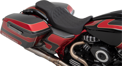 Drag Specialties Predator Solar Leather Diamond Seat fits 2008-24 Harley Touring