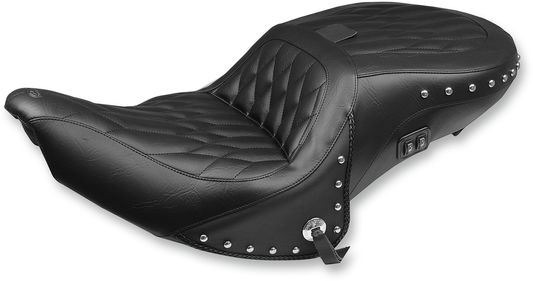 Mustang Black Diamond Heated 2-Up Seat & Backrest 2015-2024 Indian Roadmaster