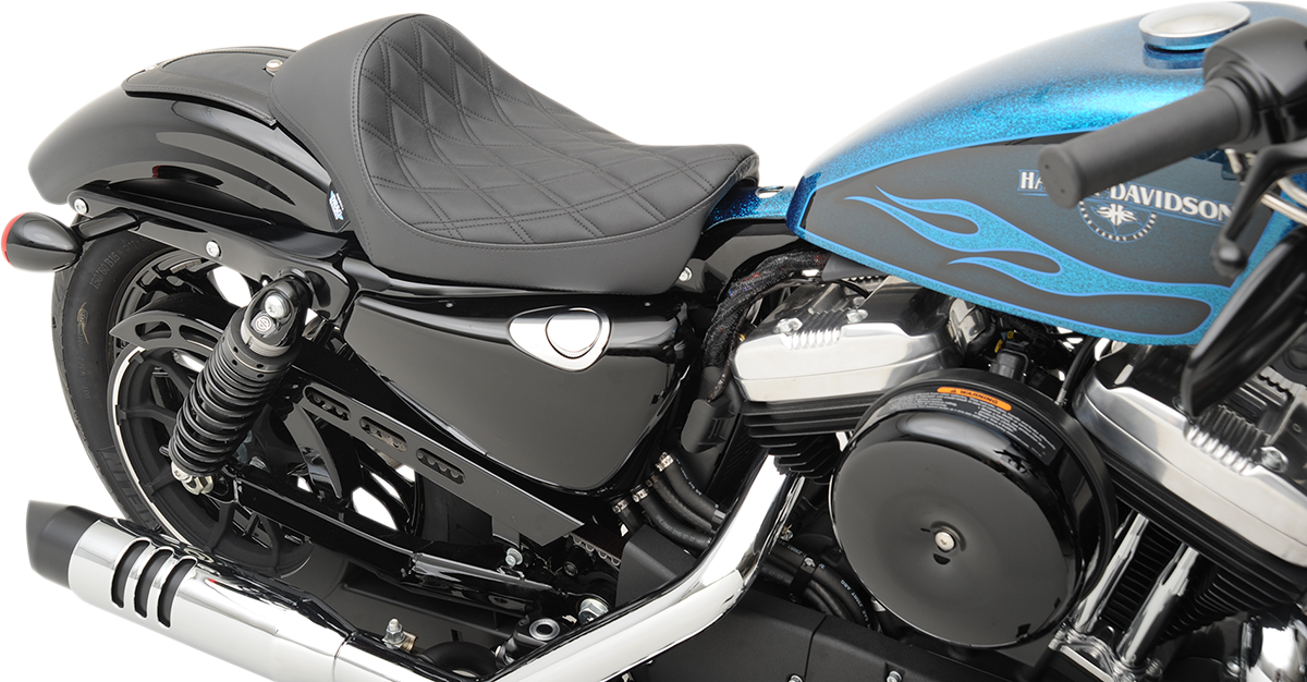 Drag Specialties Black Diamond Stitch Cafe Solo Seat 2010-2022 Harley Sportster