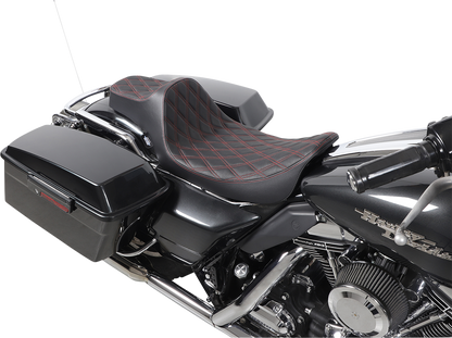 Drag Specialties Predator III Red Diamond Extended Seat for 97-07 Harley Touring