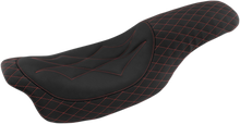 Mustang Black Red Stitch Revere Journey Diamond Seat fits 2008-25 Harley Touring