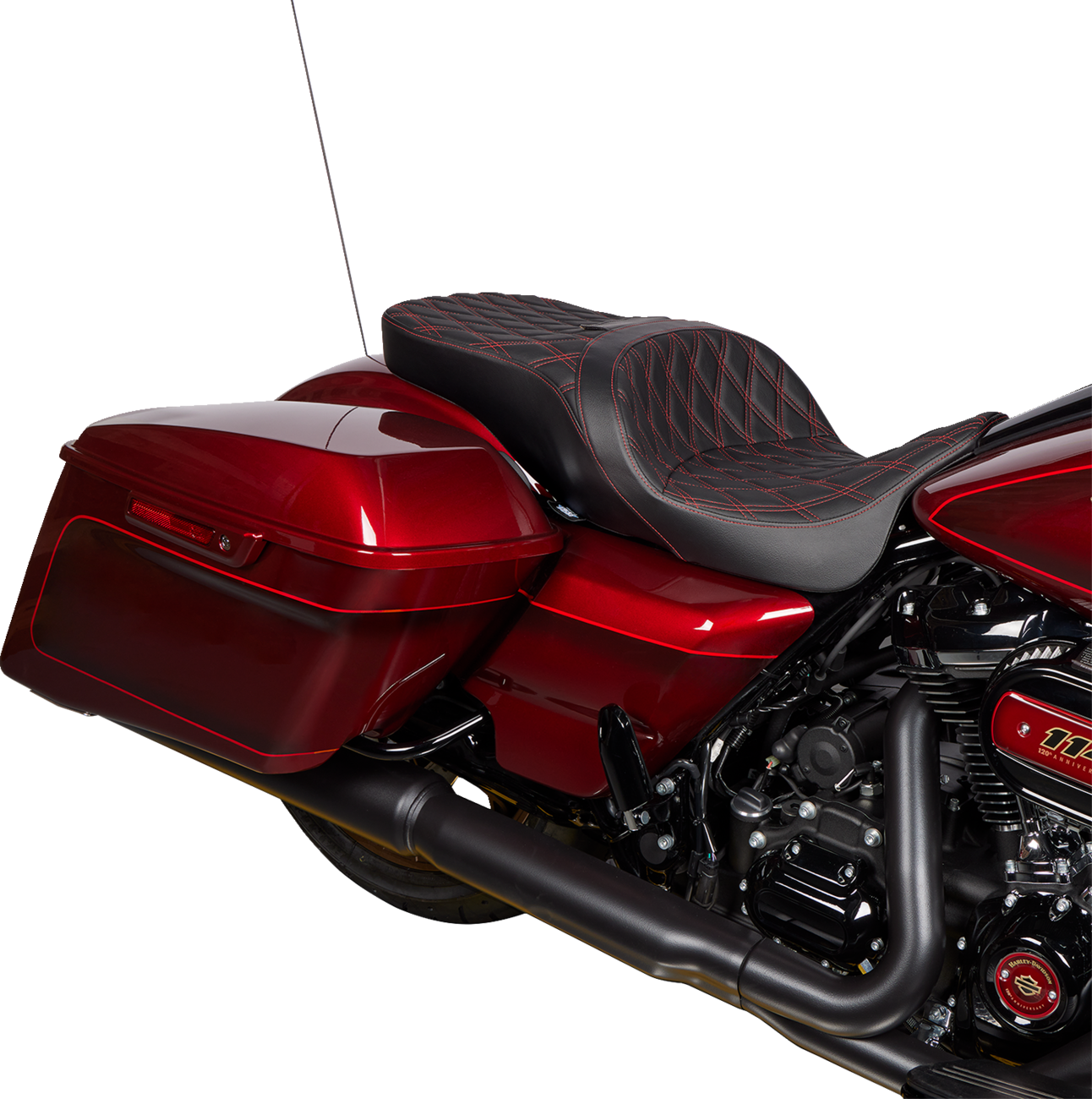 Drag Specialties Freedom Red Diamond Seat fits 2009-2024 Harley Touring  FLHX