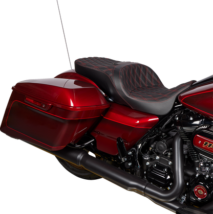 Drag Specialties Freedom Red Diamond Seat fits 2009-2024 Harley Touring  FLHX