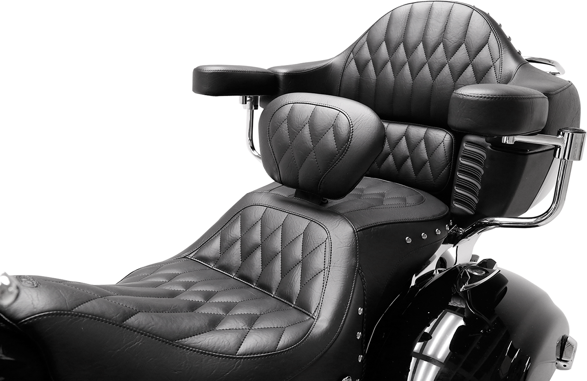 Mustang Black Diamond Heated 2-Up Seat & Backrest 2015-2024 Indian Roadmaster