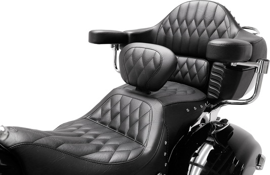 Mustang Black Diamond Heated 2-Up Seat & Backrest 2015-2024 Indian Roadmaster